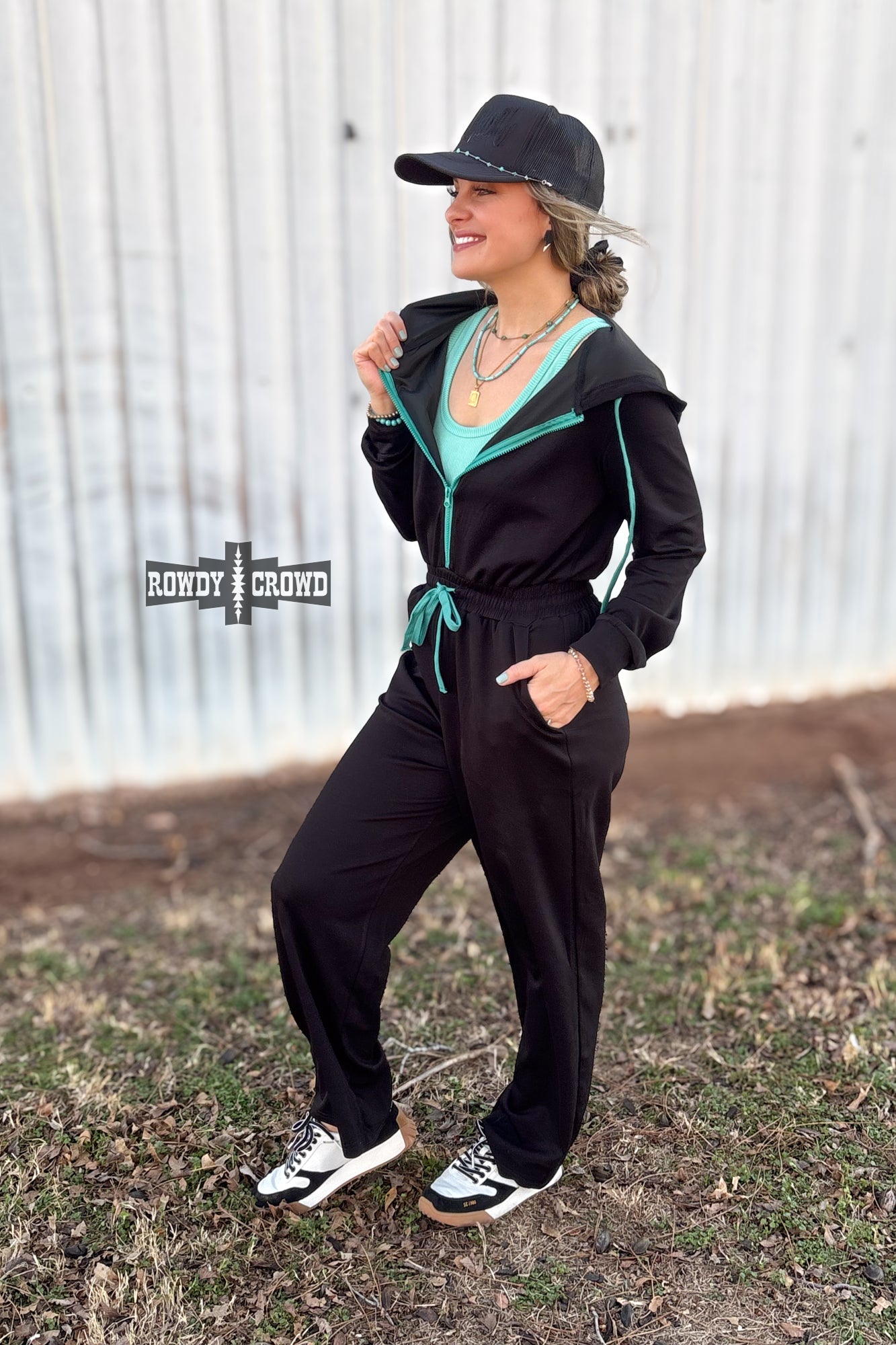 Turquoise Nights Jumpsuit jumpsuit Rowdy Crowd Clothing