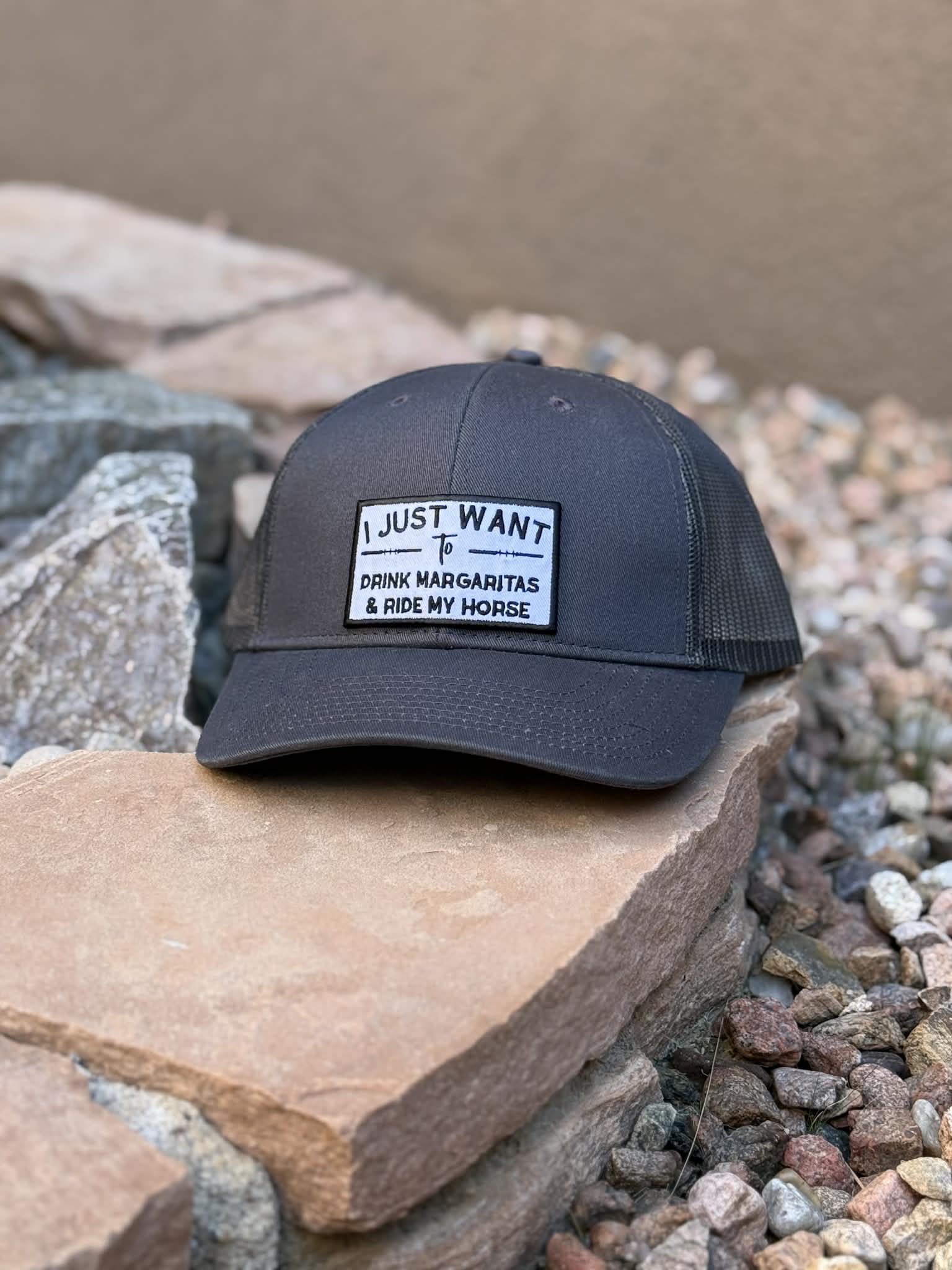 Patch I Just Want To Drink Margaritas & Ride My Horse Trucker Hat Patch TCC Hat The Cinchy Cowgirl