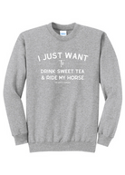 I Just Want To Drink Sweet Tea & Ride My Horse Pullover [6 Colors] tcc pullover The Cinchy Cowgirl Small Athletic Heather Gray