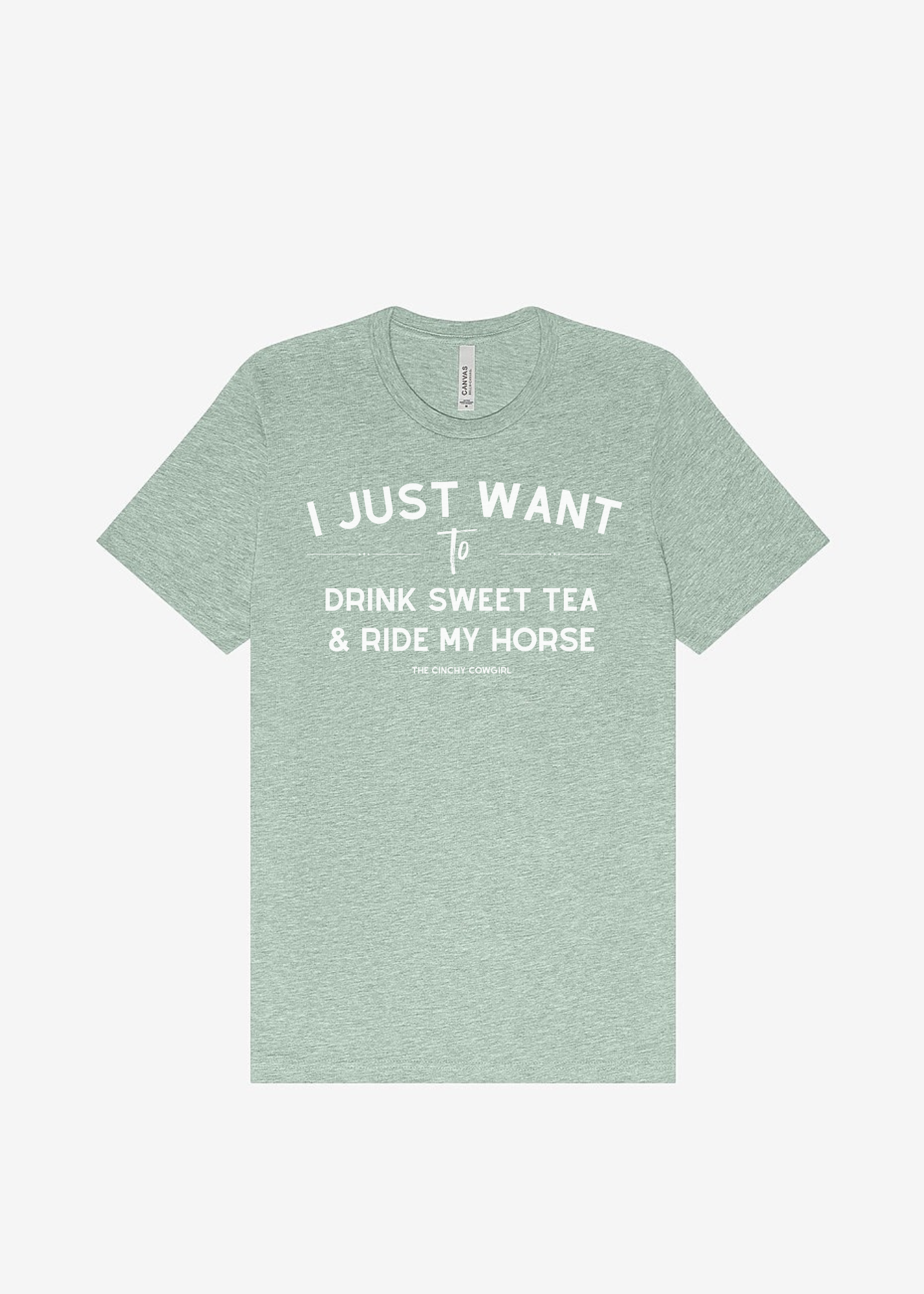 I Just Want To Drink Sweet Tea & Ride My Horse Graphic Tee Short Sleeve Graphic Tee The Cinchy Cowgirl Dusty Blue Small