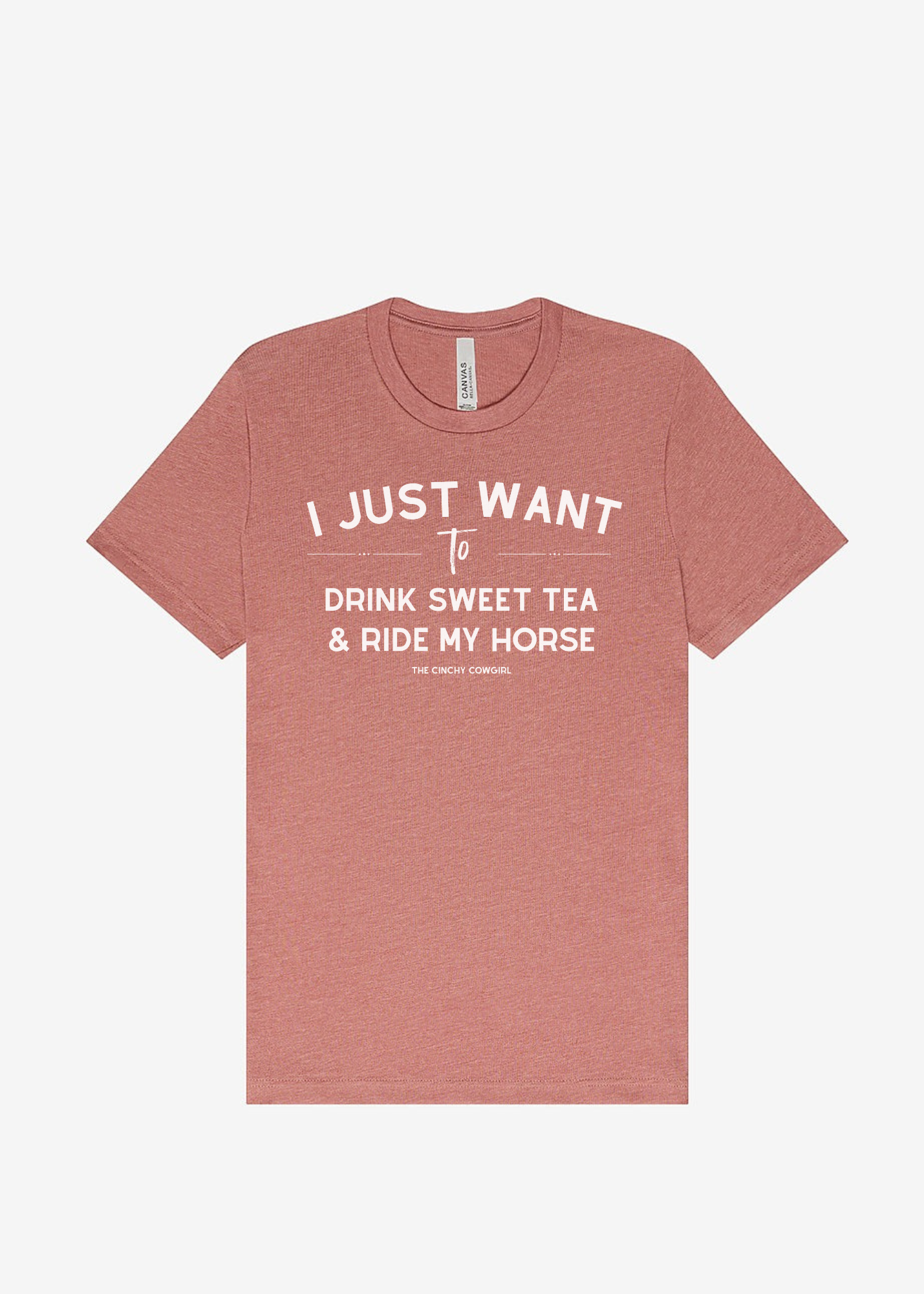 I Just Want To Drink Sweet Tea & Ride My Horse Graphic Tee Short Sleeve Graphic Tee The Cinchy Cowgirl Heather Mauve Small