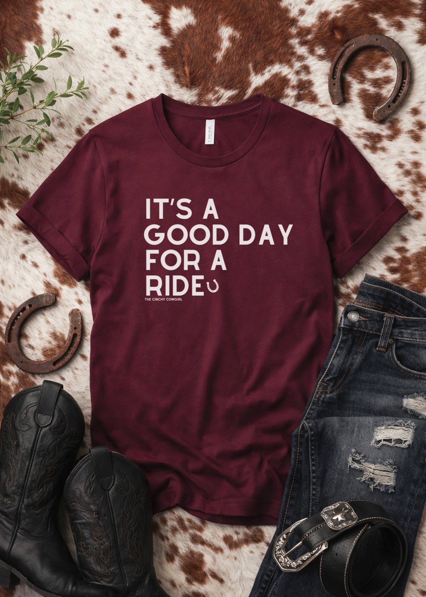 It's A Good Day For A Ride Short Sleeve Tee T-Shirt The Cinchy Cowgirl - Print