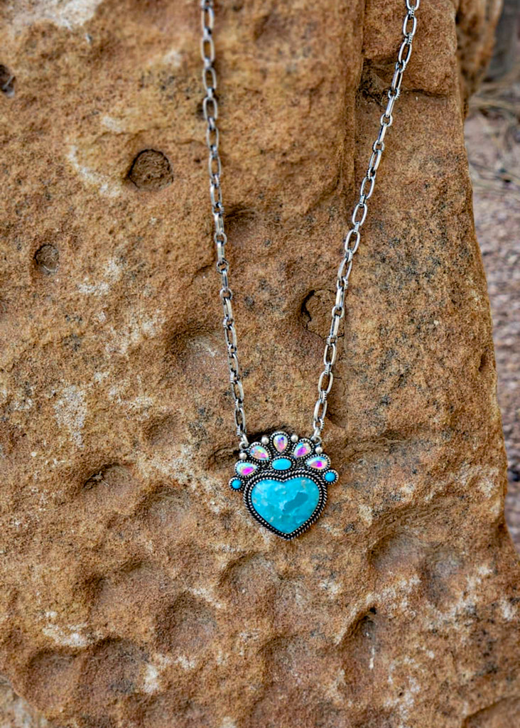 Heart Stone Necklace Set Necklace Blue Tortoise
