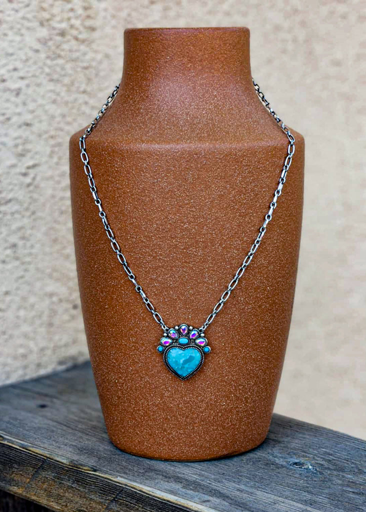 Heart Stone Necklace Set Necklace Blue Tortoise