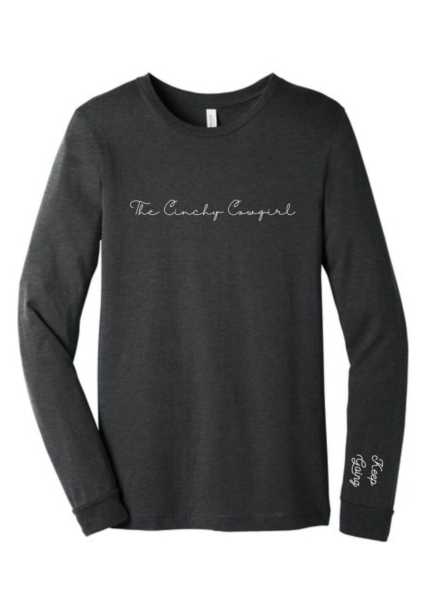 Keep Going Long Sleeve Graphic Tee graphic tee long sleeve The Cinchy Cowgirl Small Dark Heather Gray