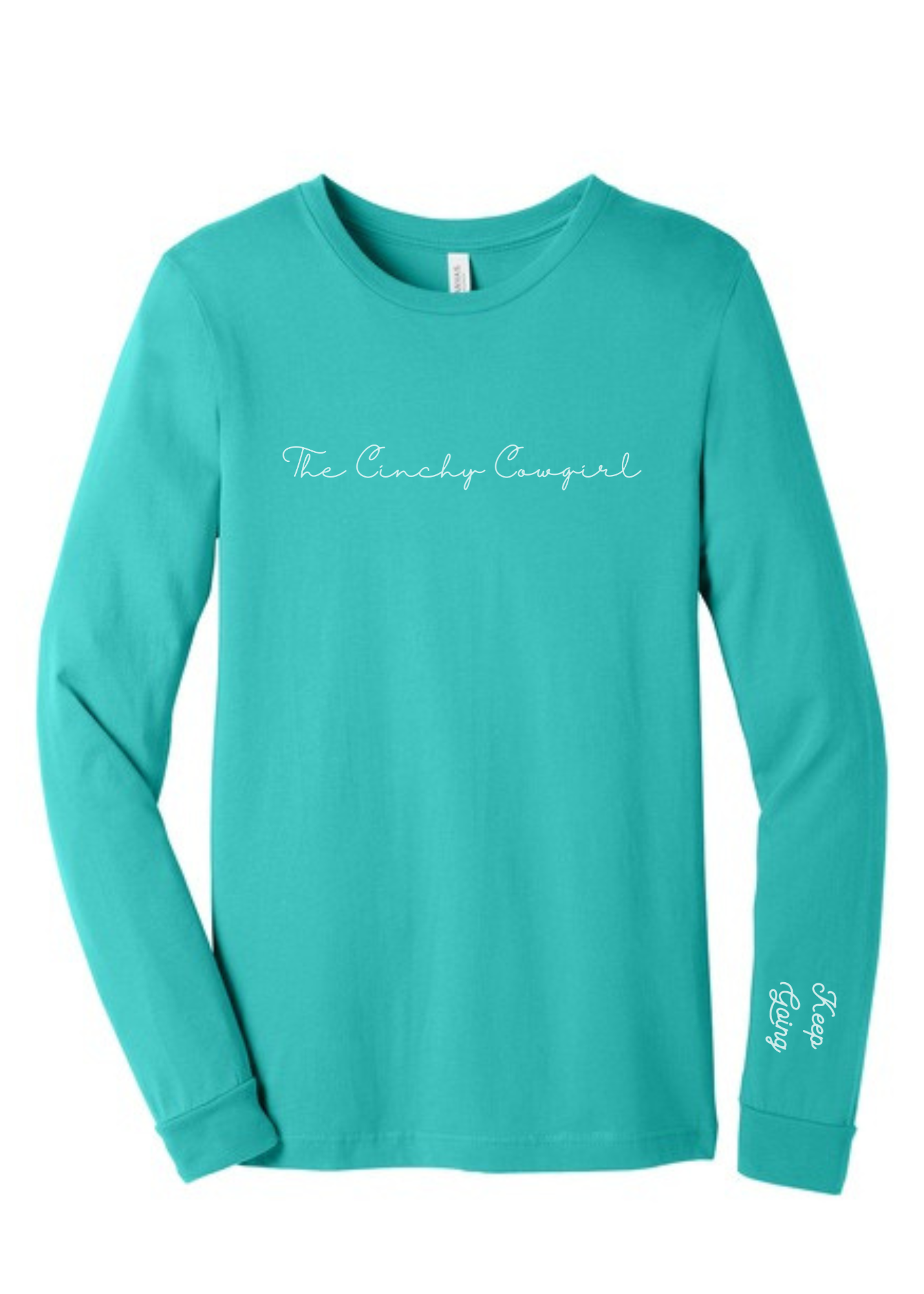 Keep Going Long Sleeve Graphic Tee graphic tee long sleeve The Cinchy Cowgirl Small Teal