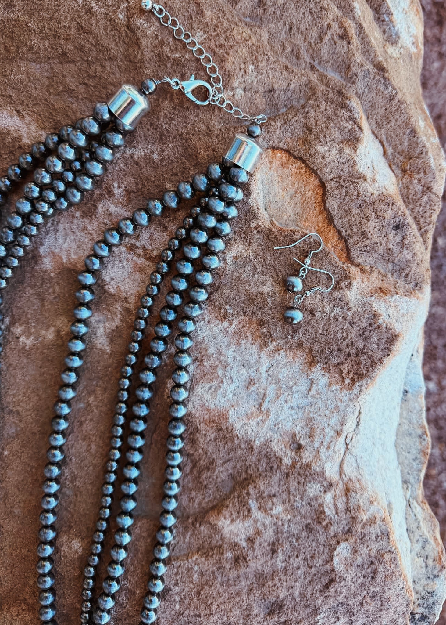 Layered Beaded Necklace Set Necklace Blue Tortoise