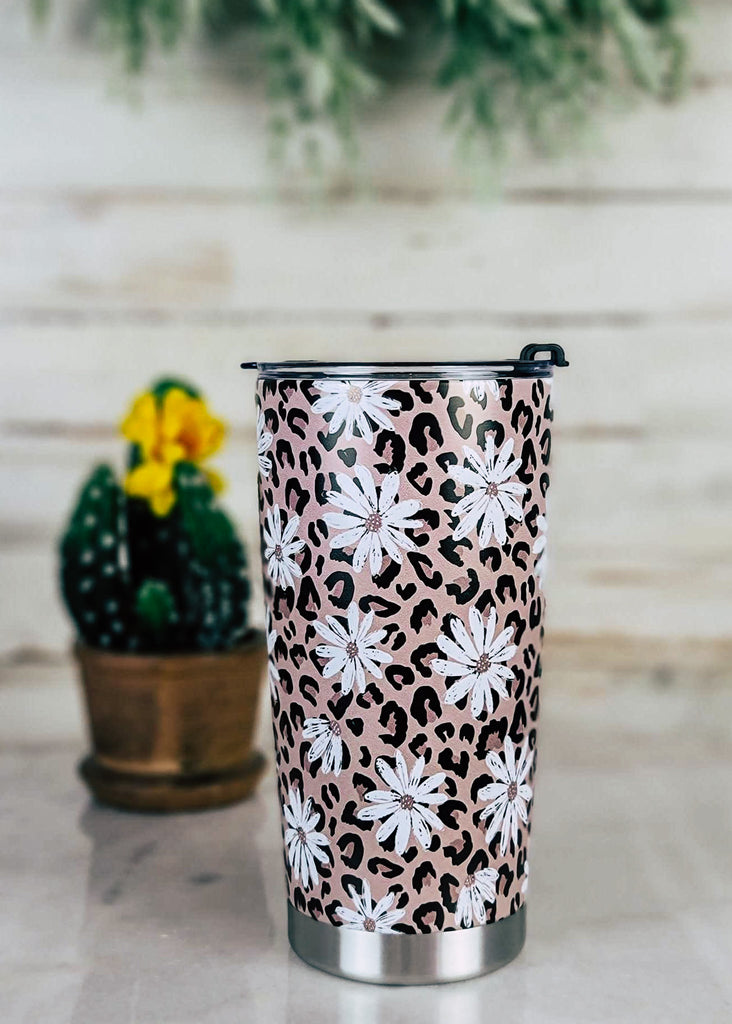 Leopard Daisy Tumbler tumbler Yoycol 20OZ  