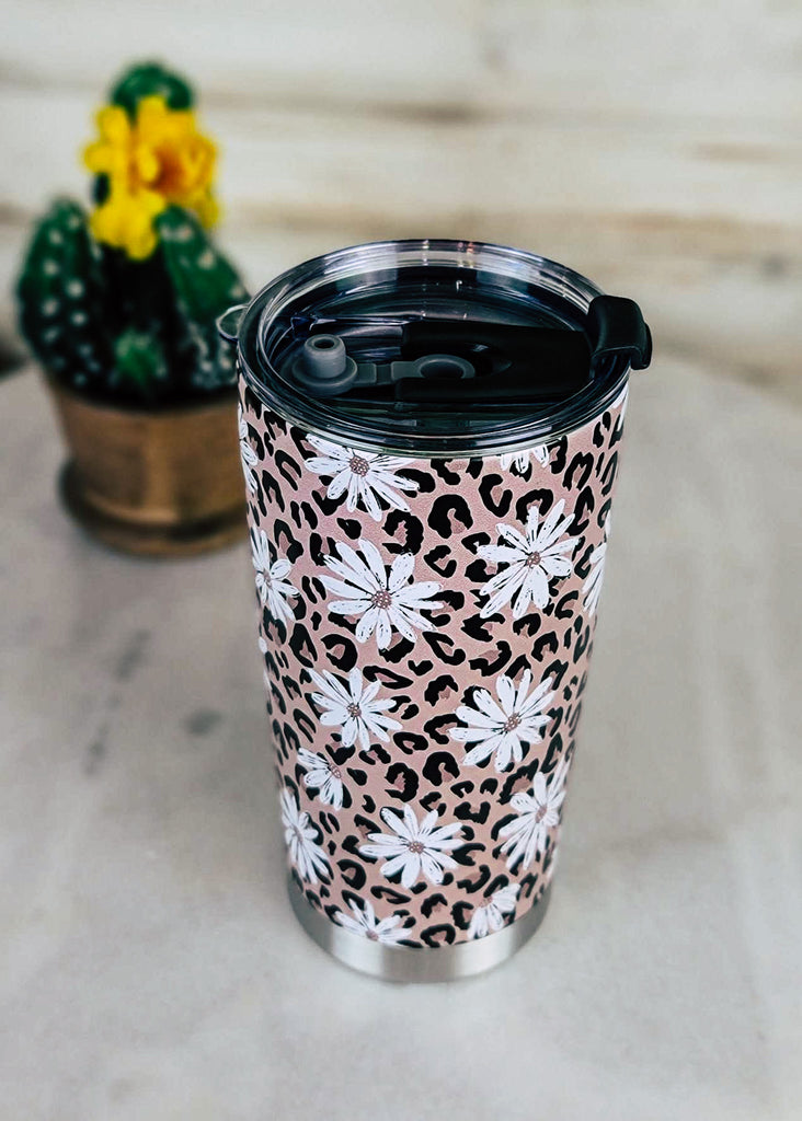 Leopard Daisy Tumbler tumbler Yoycol   