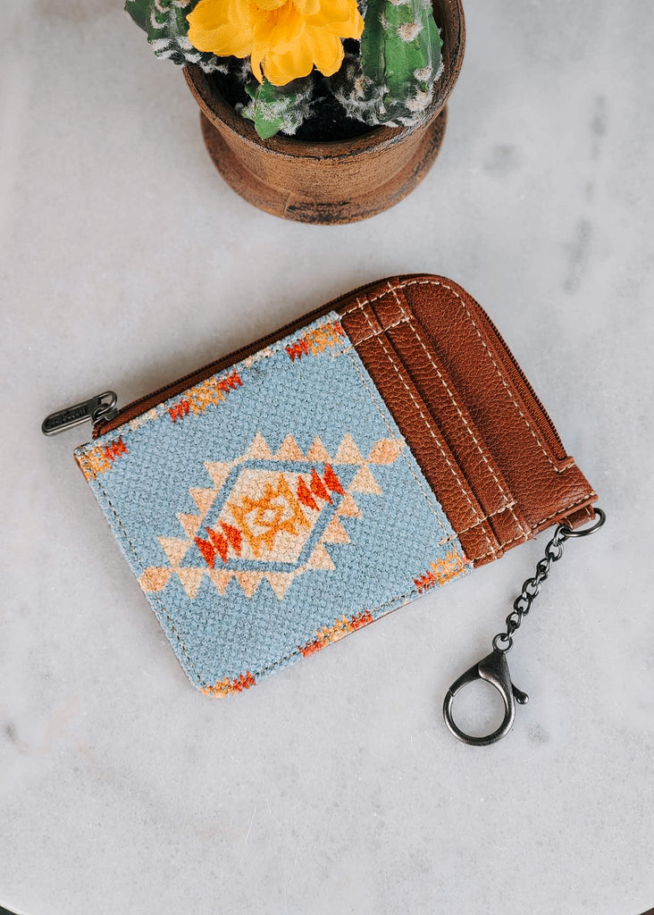 Light Blue Aztec Wrangler Zip Card Holder Wallet Card Holder Montana West   