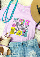 Lilac But God Short Sleeve Graphic Tee tcc graphic tee The Cinchy Cowgirl