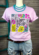 Lilac But God Short Sleeve Graphic Tee tcc graphic tee The Cinchy Cowgirl