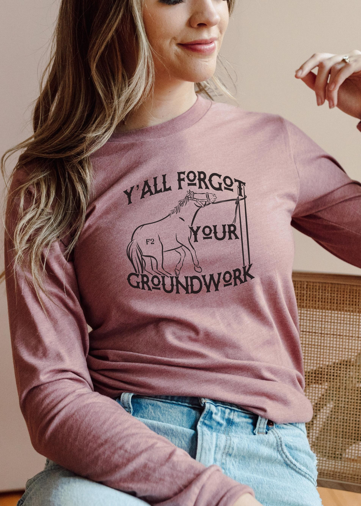 Mauve Groundwork Long Sleeve Graphic Tee graphic tee long sleeve The Cinchy Cowgirl Small  