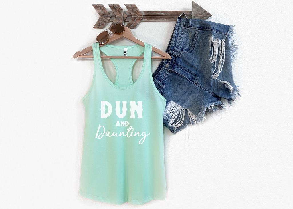 Dun & Daunting Racerback Tank Horse Color Shirts Printify   