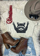Heather Natural Peace Out Raccoon Short Sleeve Tee tcc graphic tee The Cinchy Cowgirl