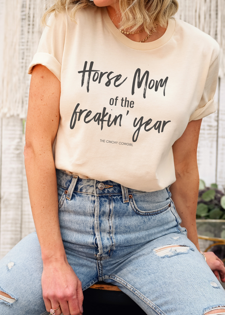 Horse Mom of the Freakin' Year Short Sleeve Tee tcc graphic tee Printify Natural XS 