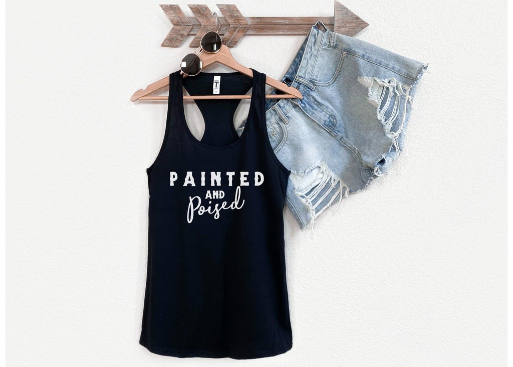 Painted & Poised Racerback Tank Horse Color Shirts Printify   
