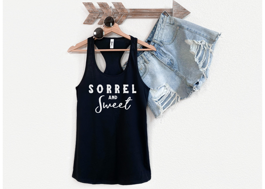 Sorrel & Sweet Racerback Tank Horse Color Shirts Printify   