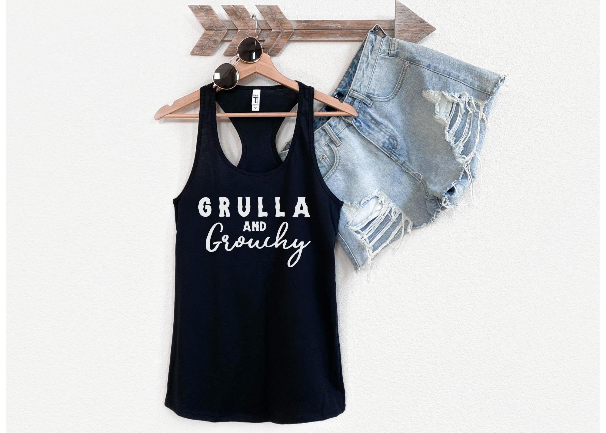 Grulla & Grouchy Racerback Tank Horse Color Shirts Printify   