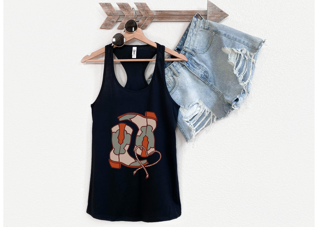 Pair A' Boots Racerback Tank tcc graphic tee Printify   