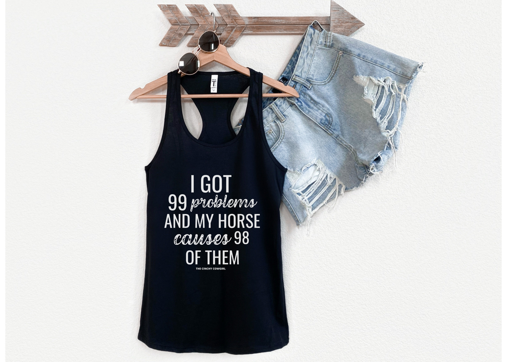 Horse Problems Racerback Tank tcc graphic tee Printify   