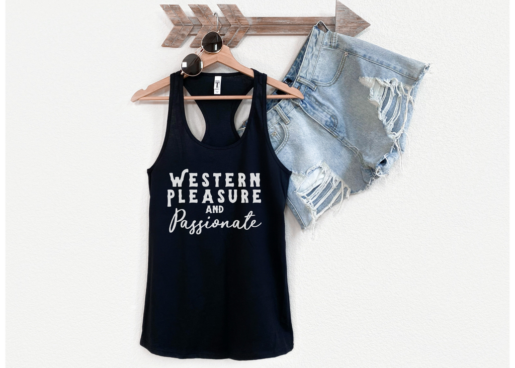 Western Pleasure & Passionate Racerback Tank Horse Riding Discipline Tee Printify   