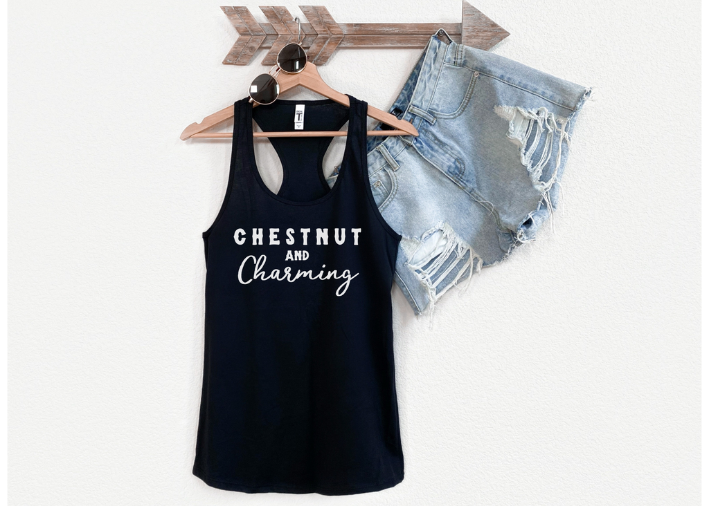 Chestnut & Charming Racerback Tank Horse Color Shirts Printify   