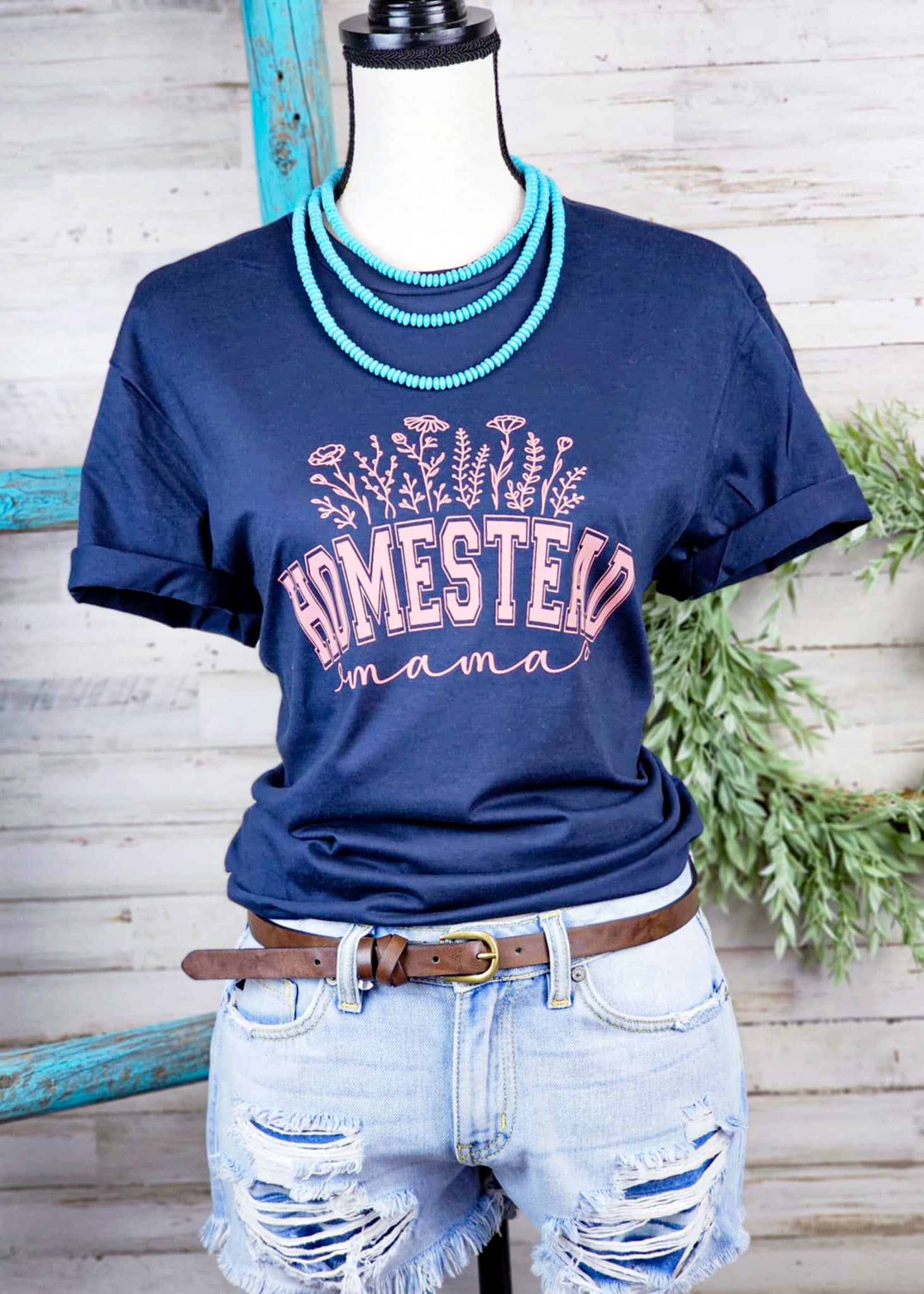 Navy Homestead Mama Graphic Tee tcc graphic tee The Cinchy Cowgirl
