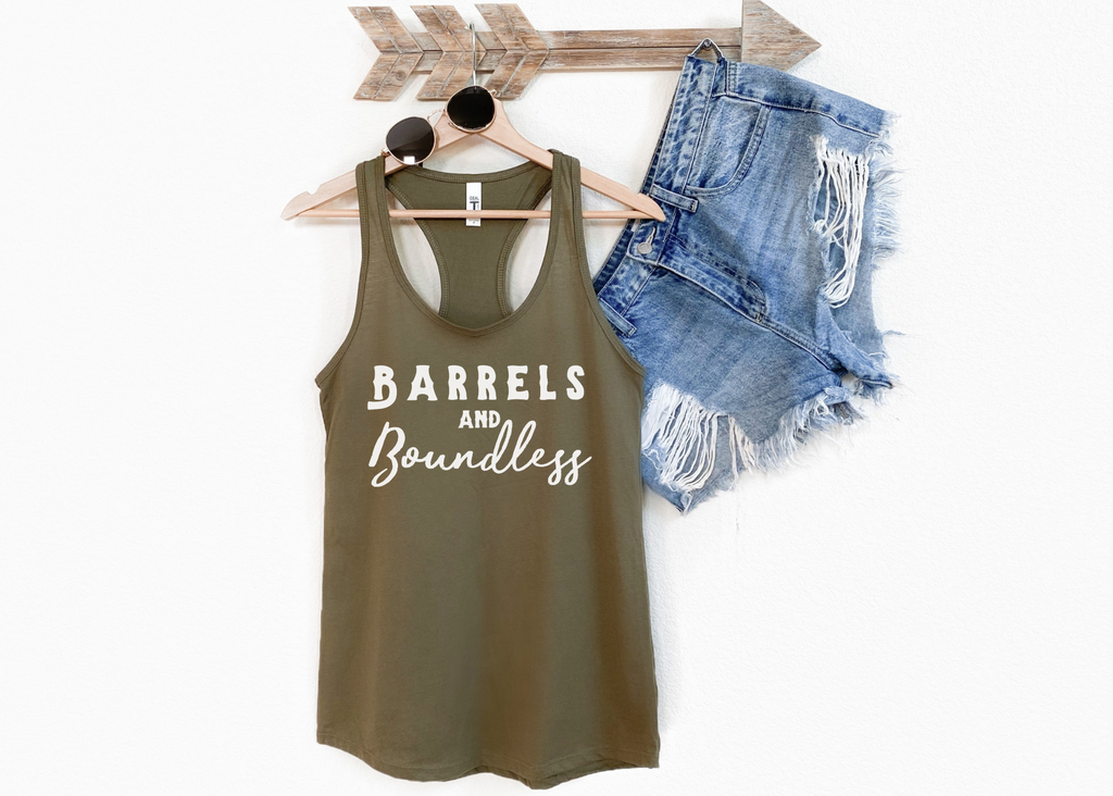 Barrels & Boundless Racerback Tank Horse Riding Discipline Tee Printify   