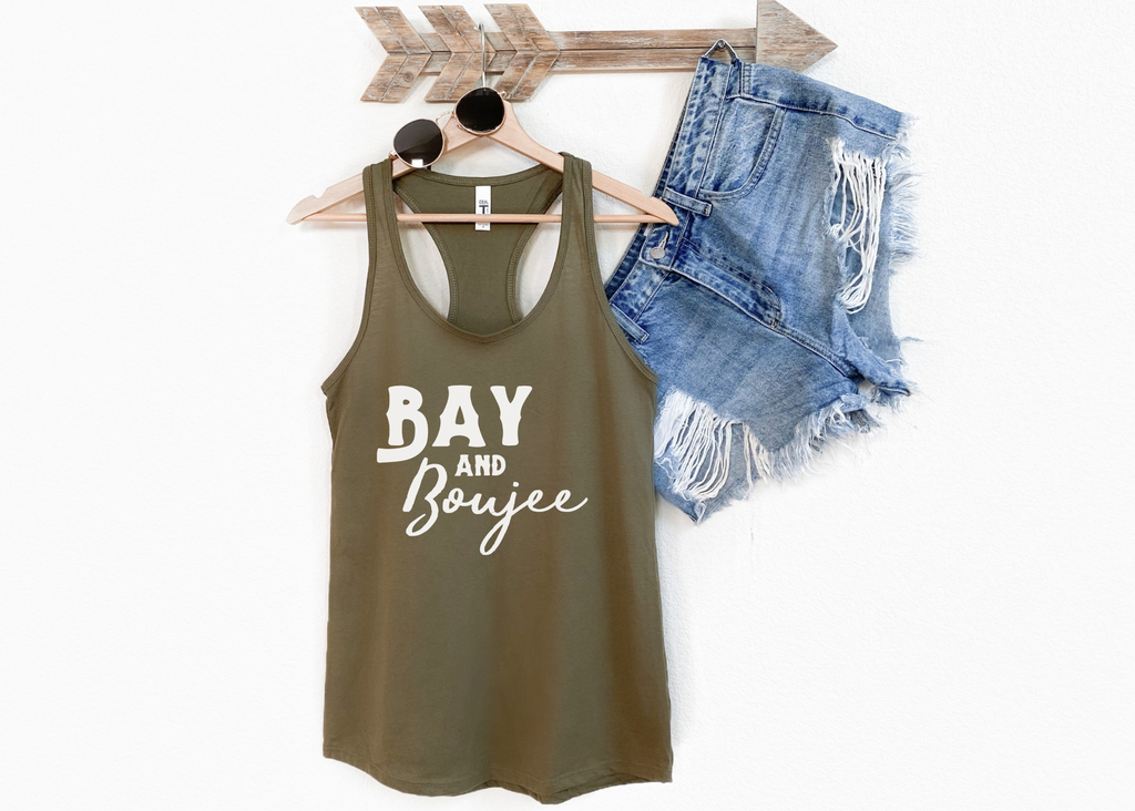 Bay & Boujee Racerback Tank Horse Color Shirts Printify   