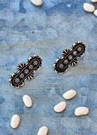 Oval Concho Stud Earrings Earrings Blue Tortoise