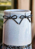 Pearl Style Bead Bow Dangle Earrings Earrings Blue Tortoise