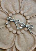 Pearl Style Bead Bow Dangle Earrings Earrings Blue Tortoise