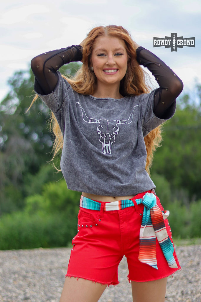 Lone Star Steer Top Fashion Top Rowdy Crowd Clothing
