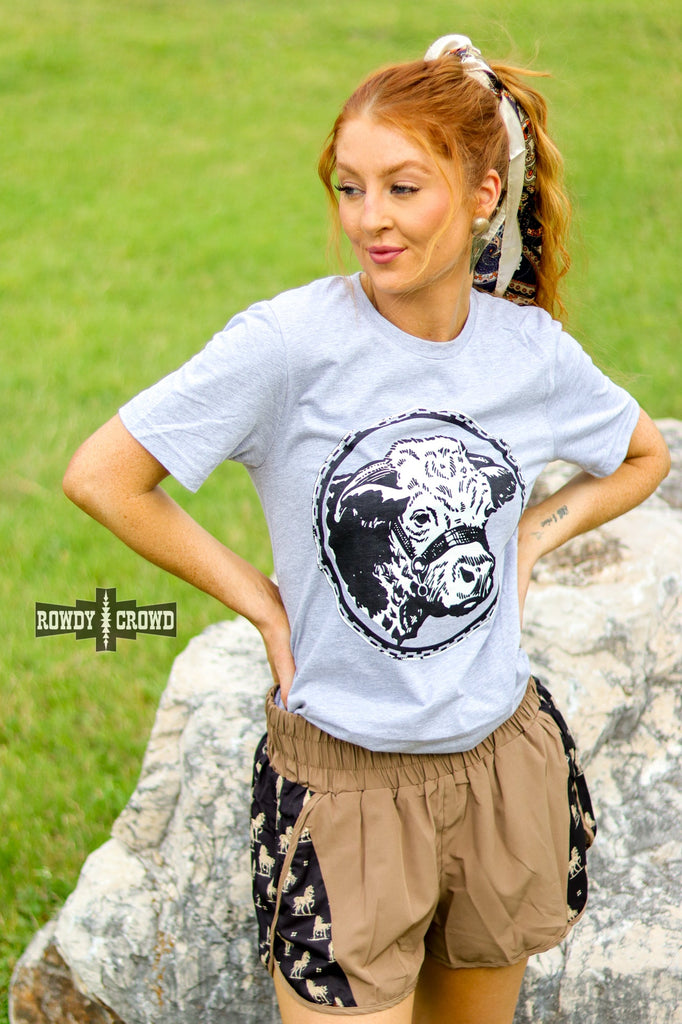 Happy Hereford Tee- GREY Graphic Tee Rowdy Crowd Clothing