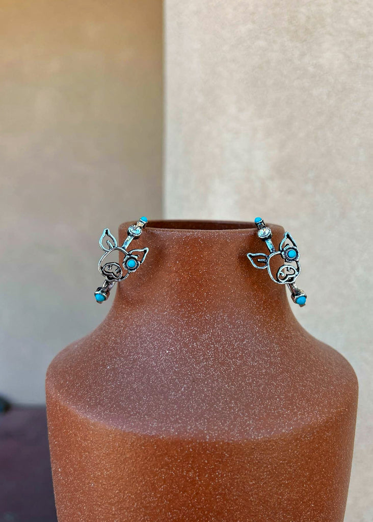 Pig Hoop Earrings Earrings Blue Tortoise
