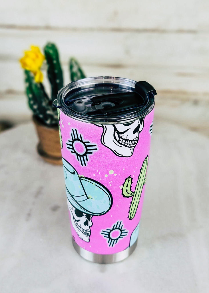 Pink Zia Skull Tumbler tumbler Yoycol   