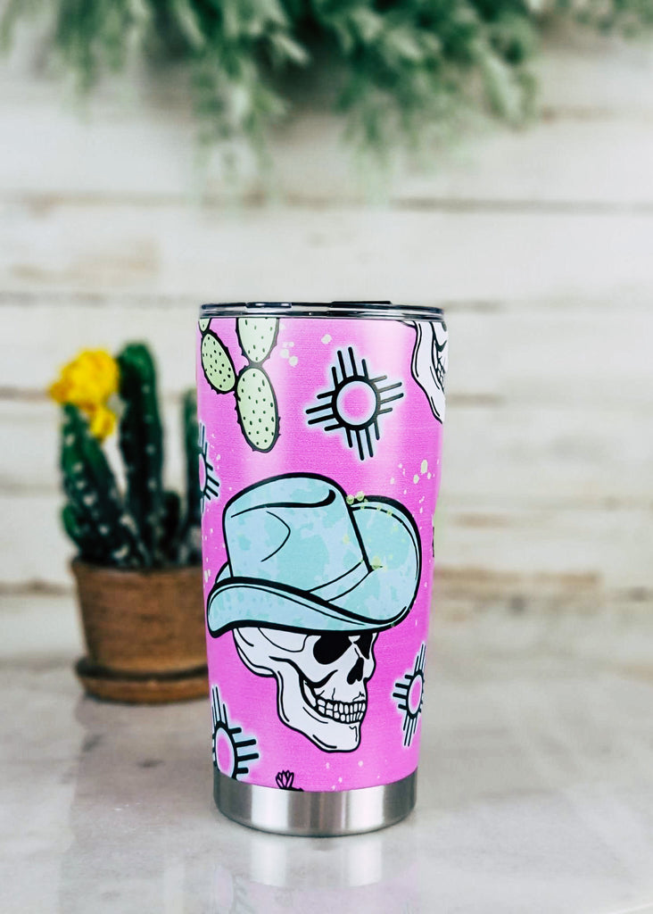 Pink Zia Skull Tumbler tumbler Yoycol 20OZ  