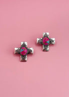 Pink & Turquoise Western Cross Earrings Earrings The Cinchy Cowgirl (BT)