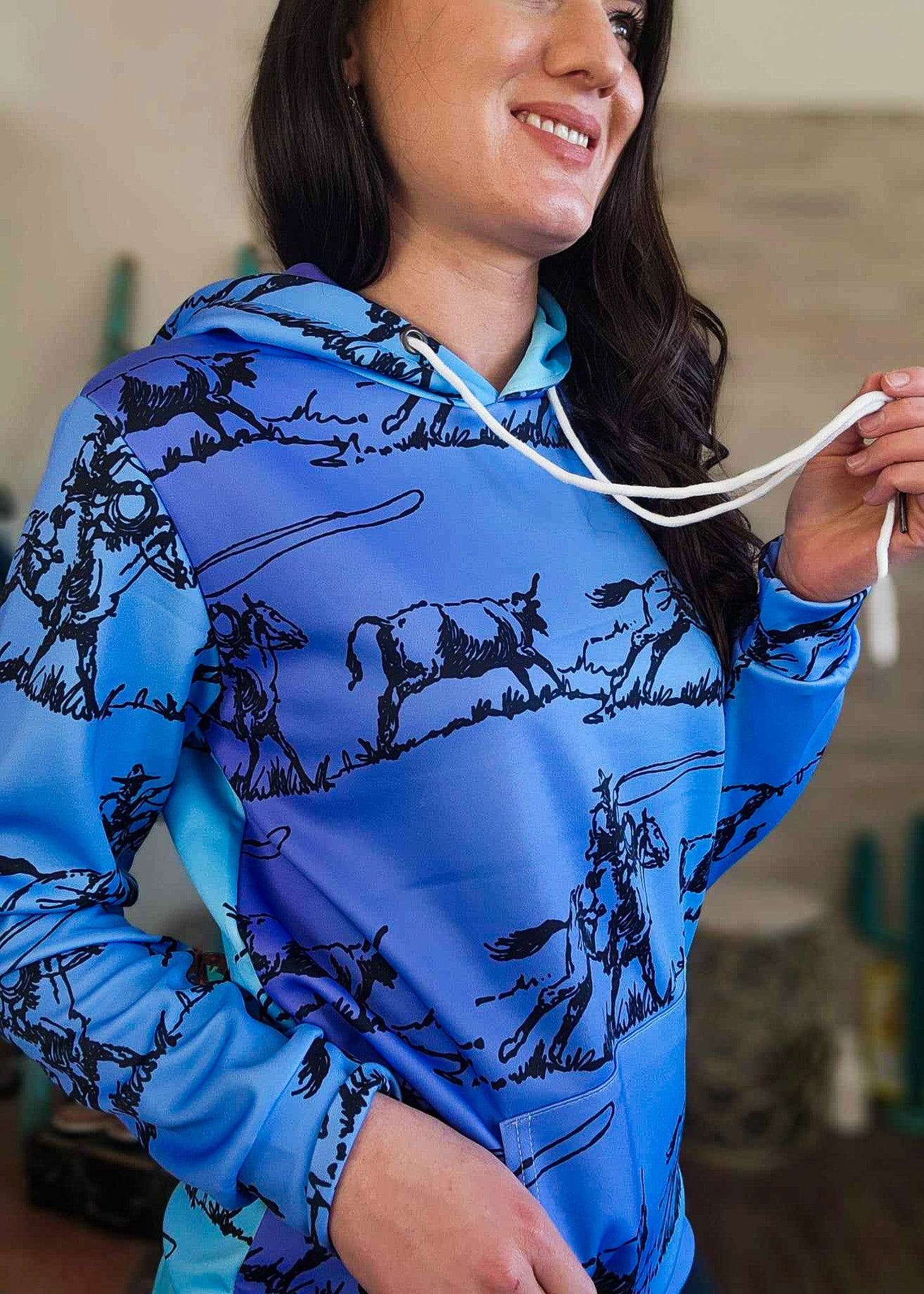 Purple Ombre Ranch Roper Hoodie Women's Pullover Hoodie With Drawstring The Cinchy Cowgirl (YC)   