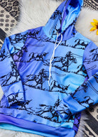 Purple Ombre Ranch Roper Hoodie Women's Pullover Hoodie With Drawstring The Cinchy Cowgirl (YC)   