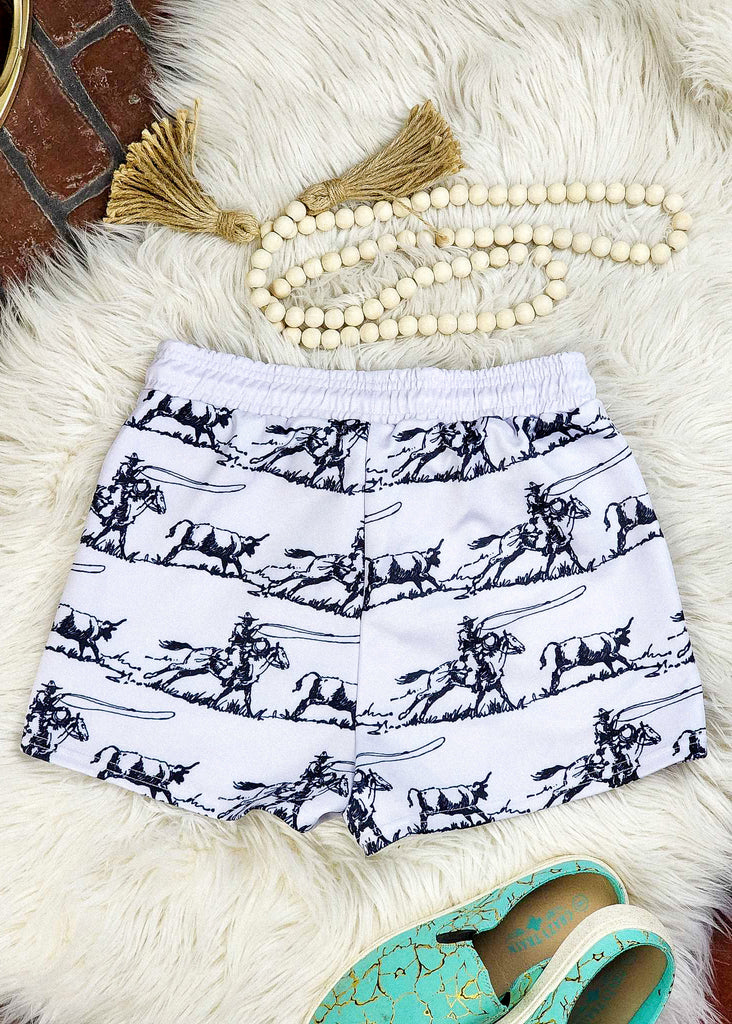 Ranch Roper Drawstring Shorts drawstring shorts The Cinchy Cowgirl (YC)   