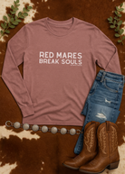 Red Mares Break Souls Long Sleeve Tee Long-sleeve The Cinchy Cowgirl - Print