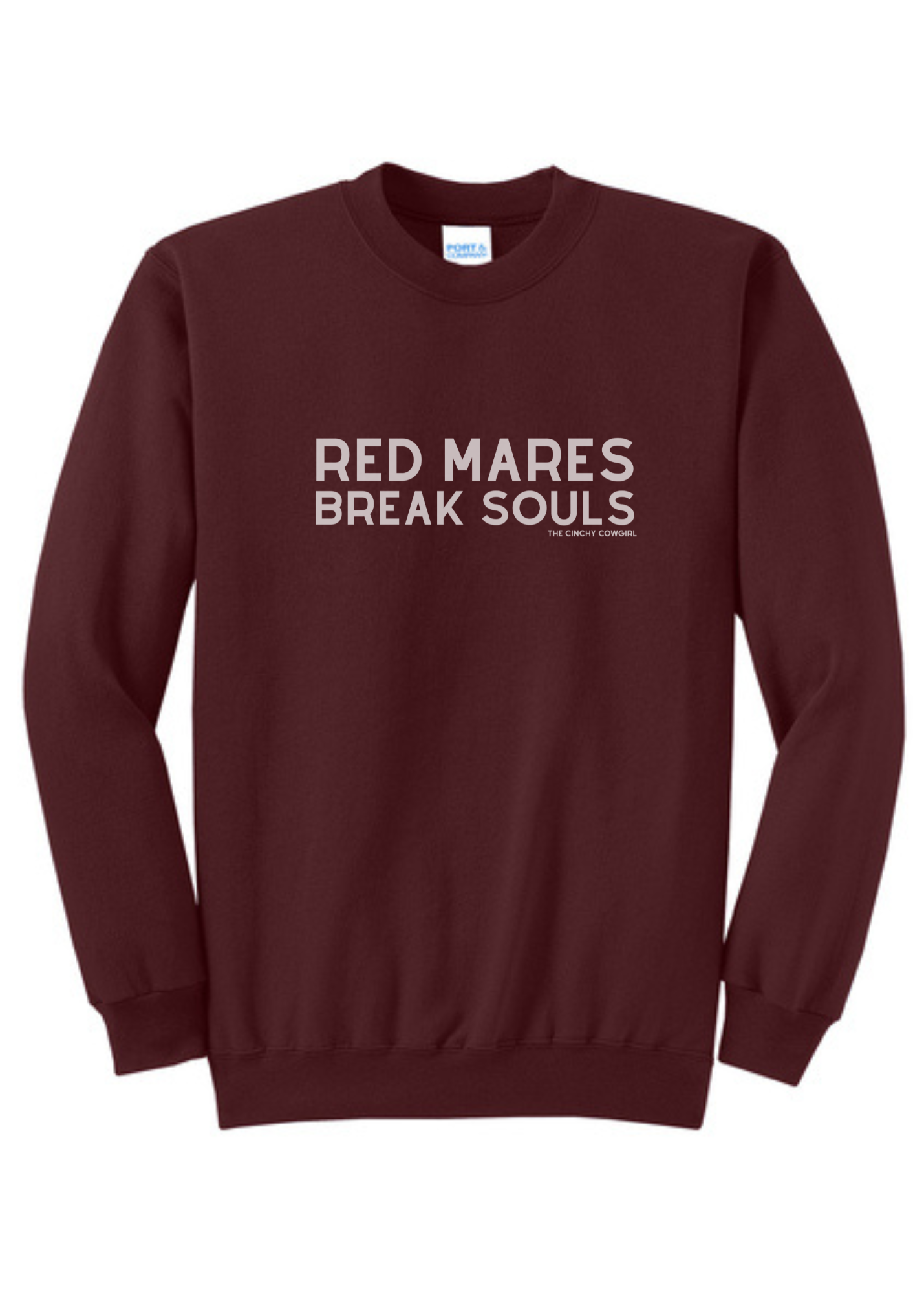 Red Mares Break Souls Pullover Graphic Pullover The Cinchy Cowgirl Small Maroon