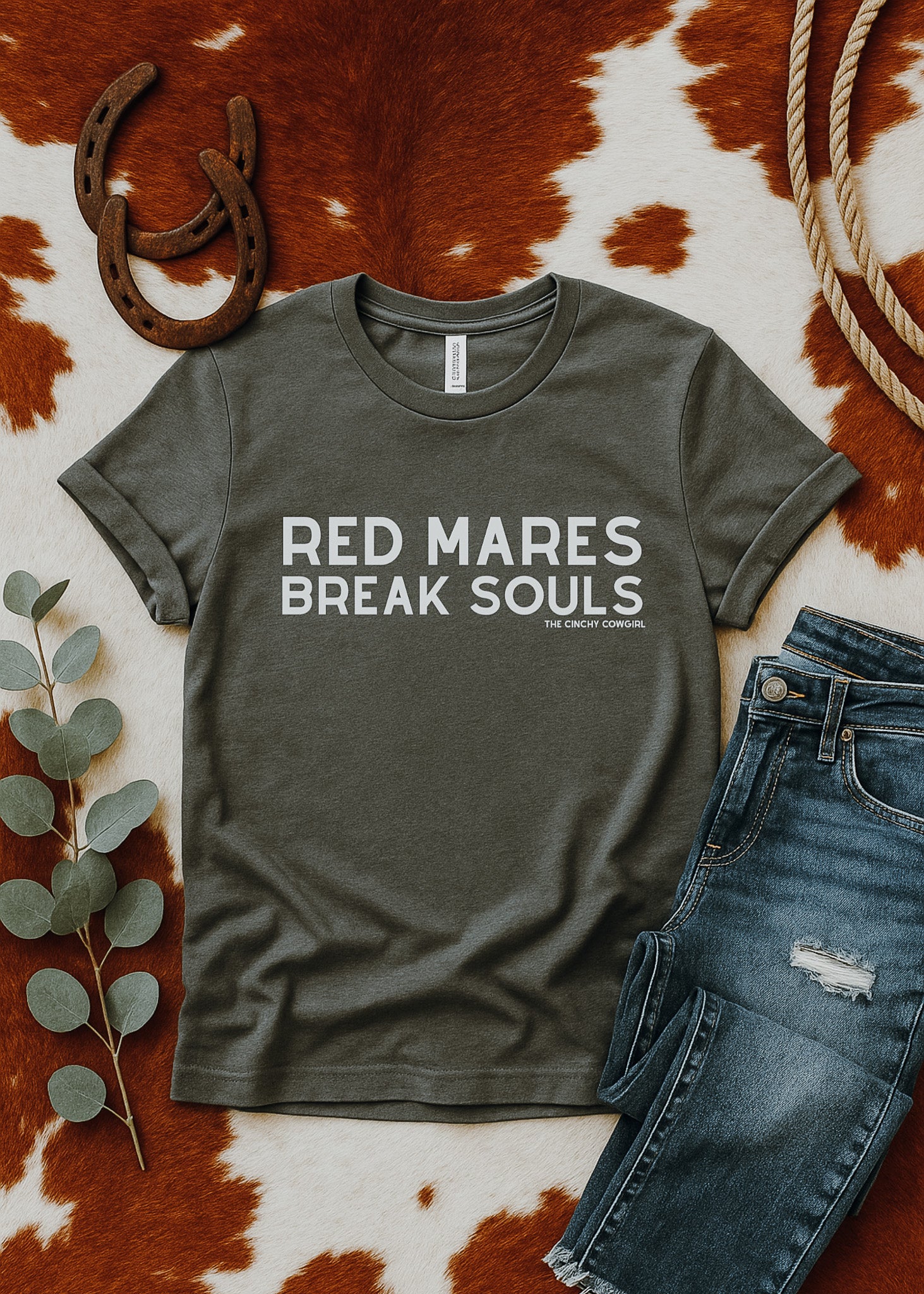 Red Mares Break Souls Short Sleeve Tee T-Shirt The Cinchy Cowgirl - Print
