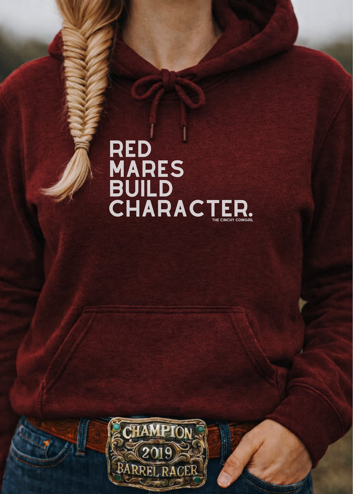 Red Mares Build Character Hoodie Graphic Hoodie The Cinchy Cowgirl