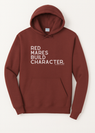 Red Mares Build Character Hoodie Graphic Hoodie The Cinchy Cowgirl Small Maroon