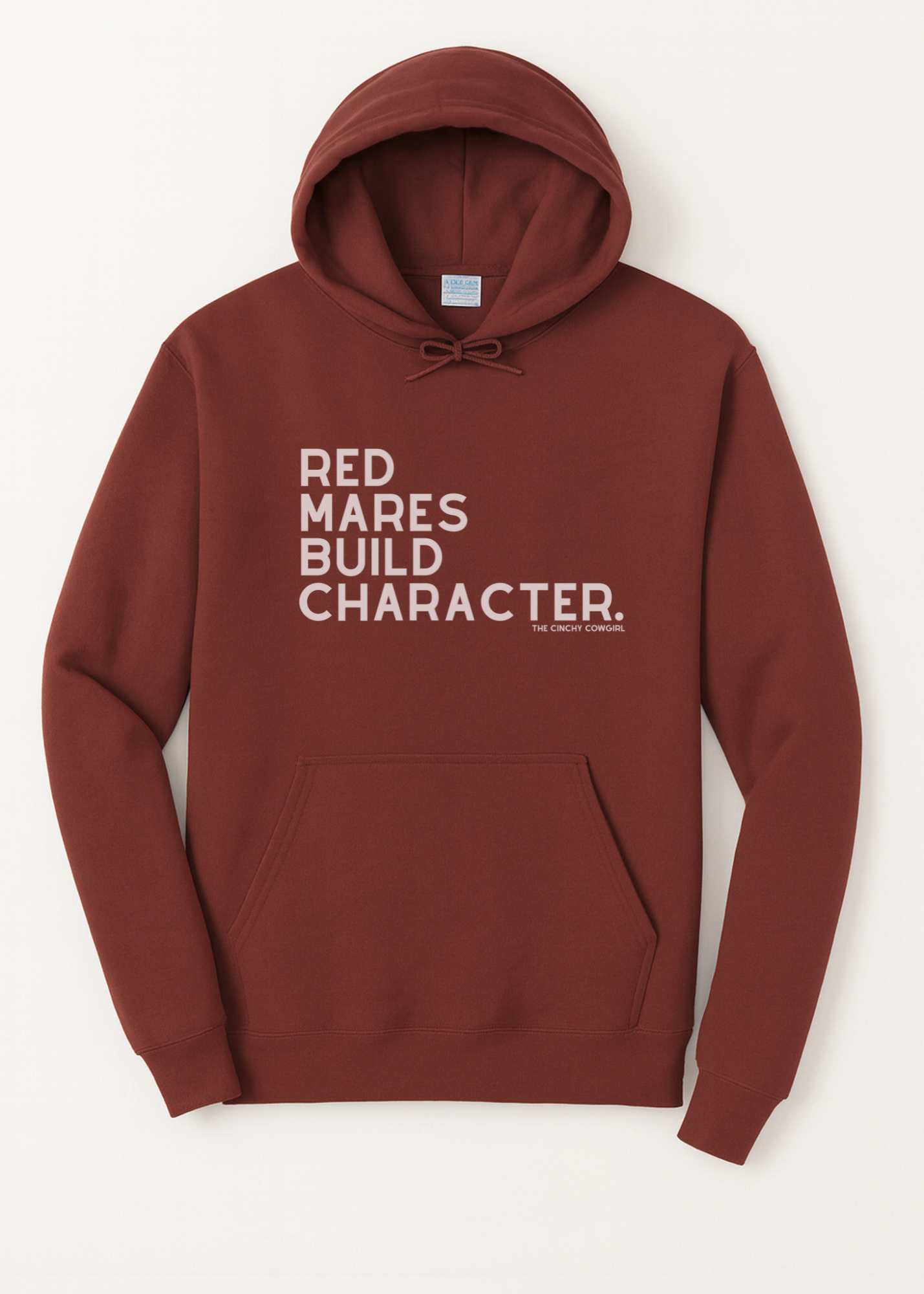 Red Mares Build Character Hoodie Graphic Hoodie The Cinchy Cowgirl Small Maroon
