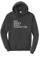 Red Mares Build Character Hoodie Graphic Hoodie The Cinchy Cowgirl Small Dark Heather Grey
