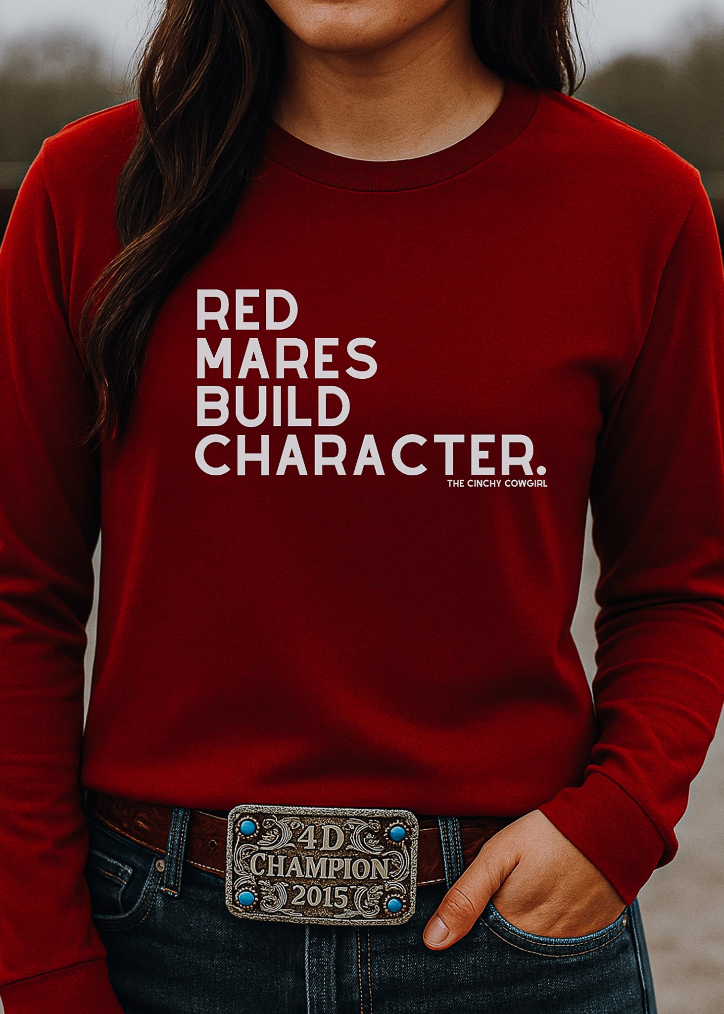 Red Mares Build Character Long Sleeve Graphic Tee [6 Colors] Long Sleeve Graphic Tee The Cinchy Cowgirl